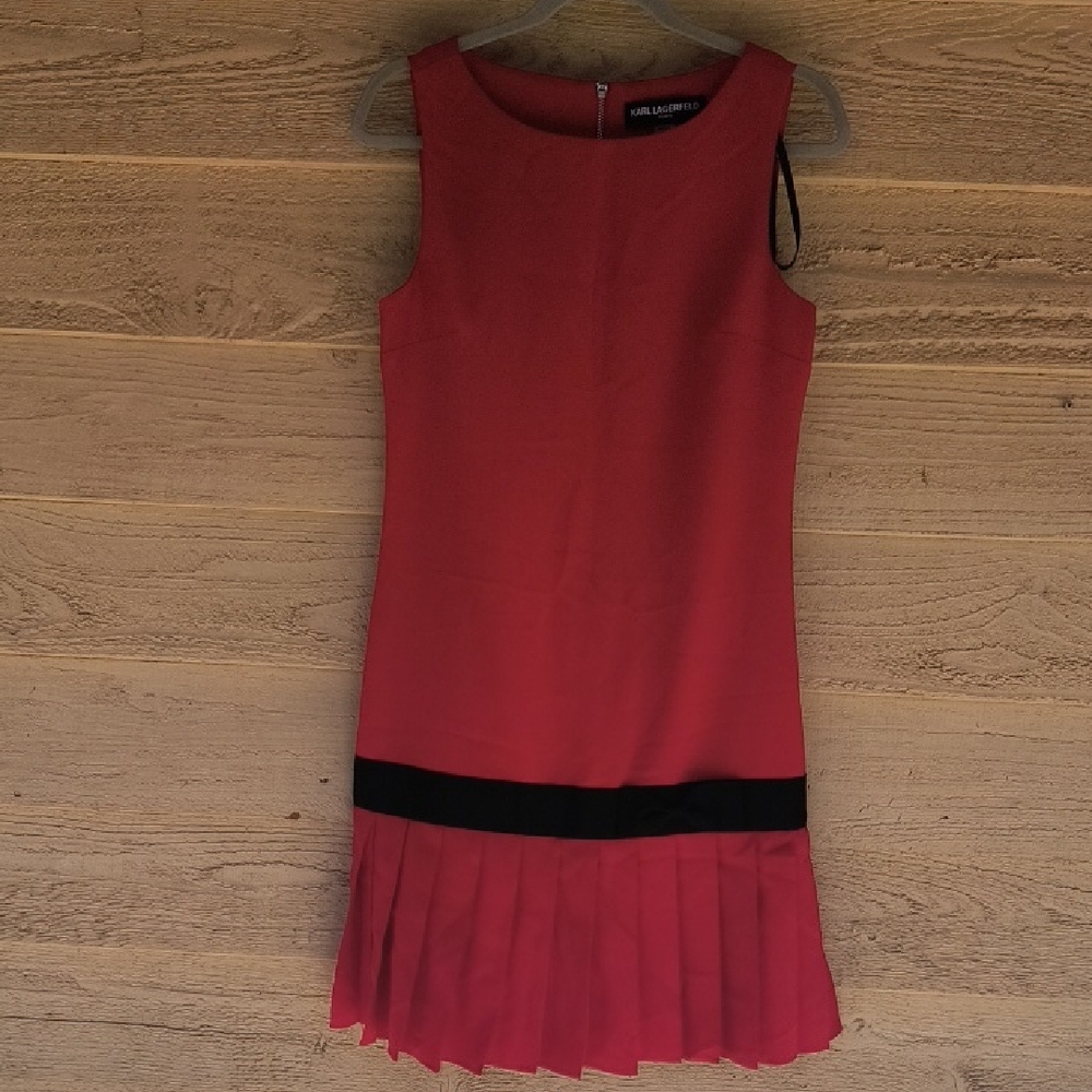 Karl Lagerfeld Drop Waist Red Holiday Dress